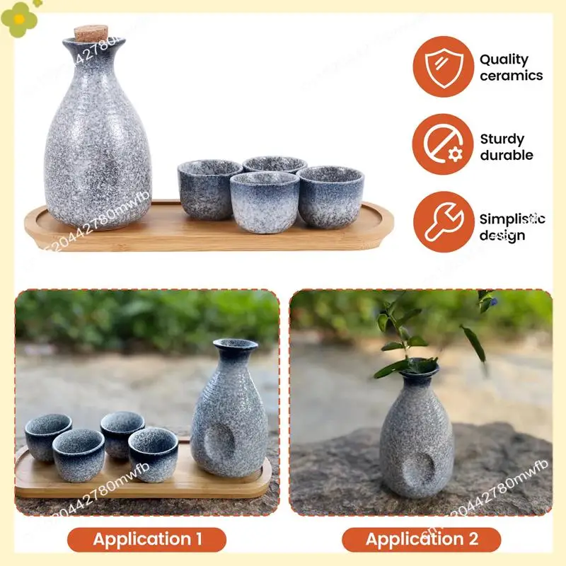 LDHL 1 مجموعة رائعة النمط الياباني السيراميك ساكي كوب ساكي وعاء الرجعية ساكي مجموعة اليابانية الرجعية بسيطة ساكي كوب وعاء #4