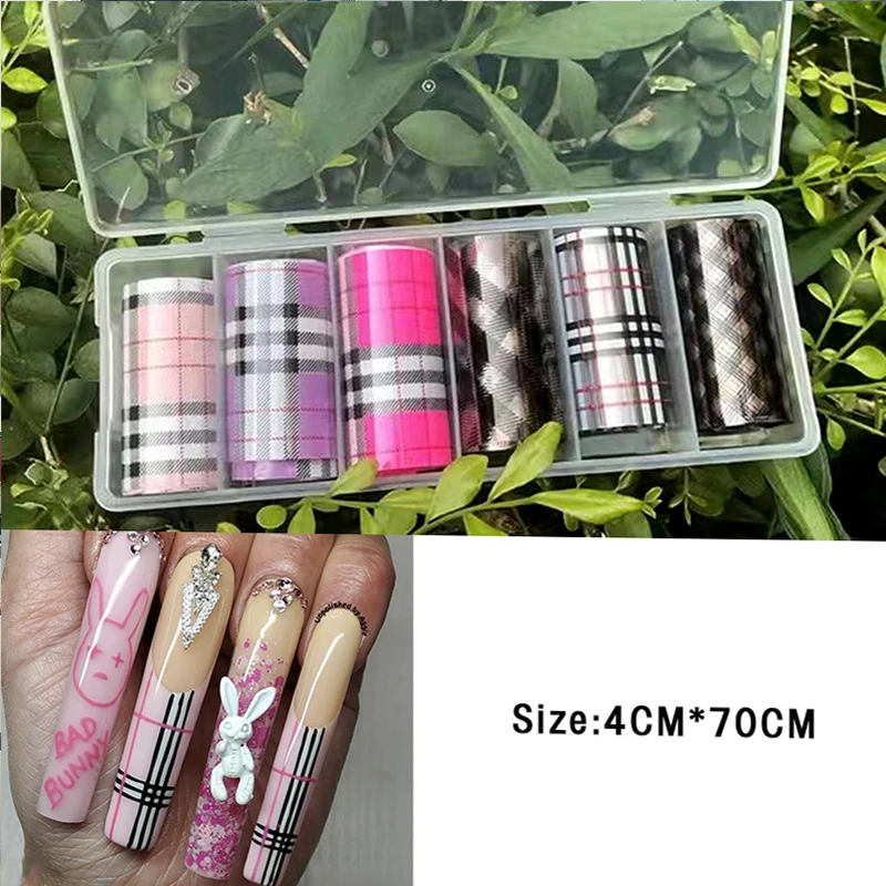 6ロールのヒョウ柄のネイルボード,転写紙,シェル,ネイルアートデコレーション用