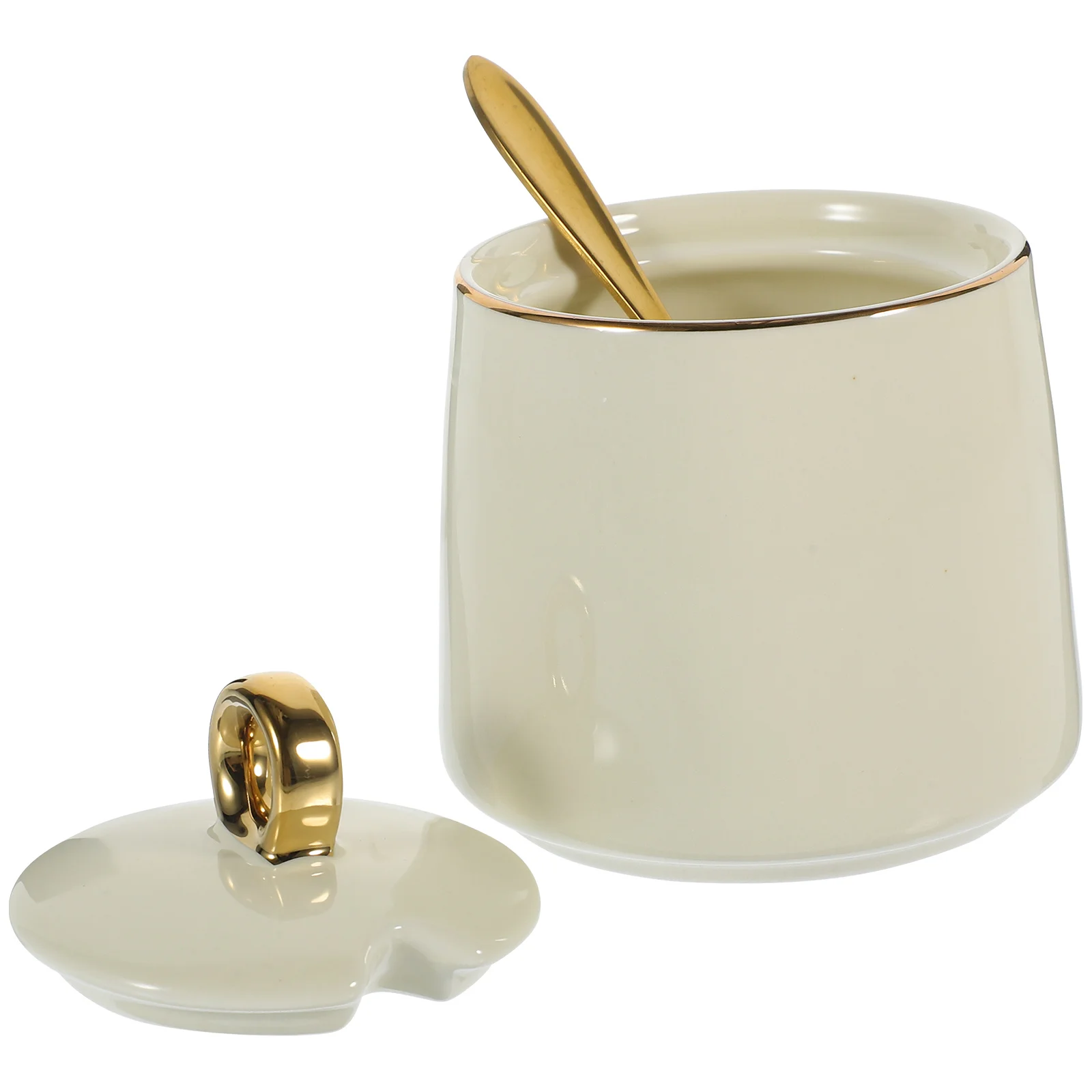 

Ceramic Seasoning Jar Set Lid Spoon Porcelain Salt Container Kitchen Storage Condiment Spice Canister Sugar Jar with Spoon