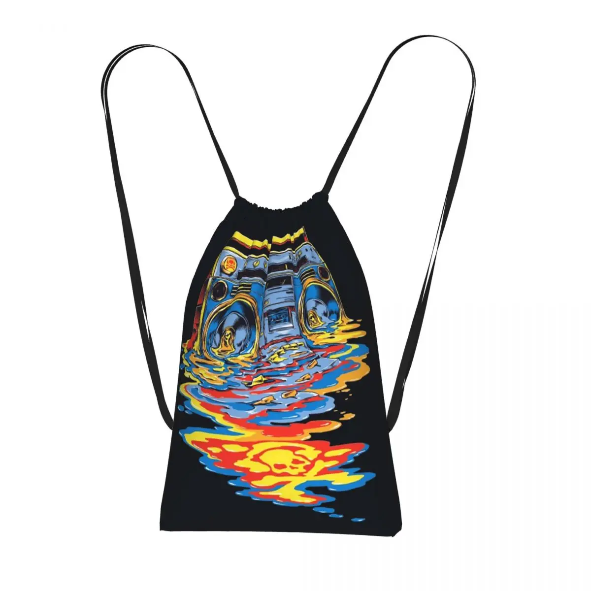 Color Graffiti Radio Backpacks Portable Drawstring Bags Sports Bag Book Bags for Man Woman School