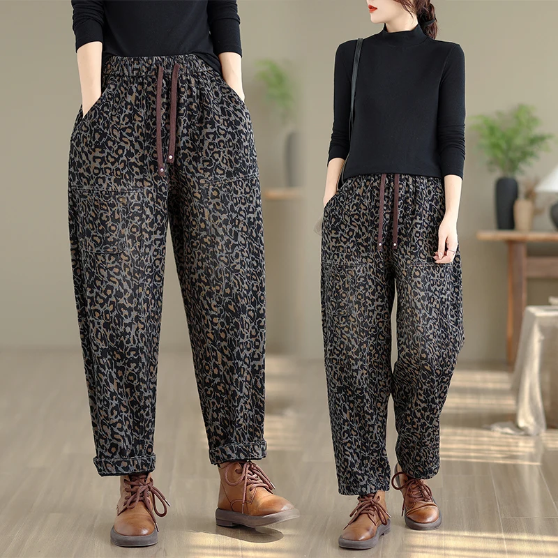 Pantaloni casual a gamba larga a vita alta Pantaloni da lavoro in cotone Vita elastica Velluto a coste Dimagrante Autunno Nuovi jeans da donna Sle