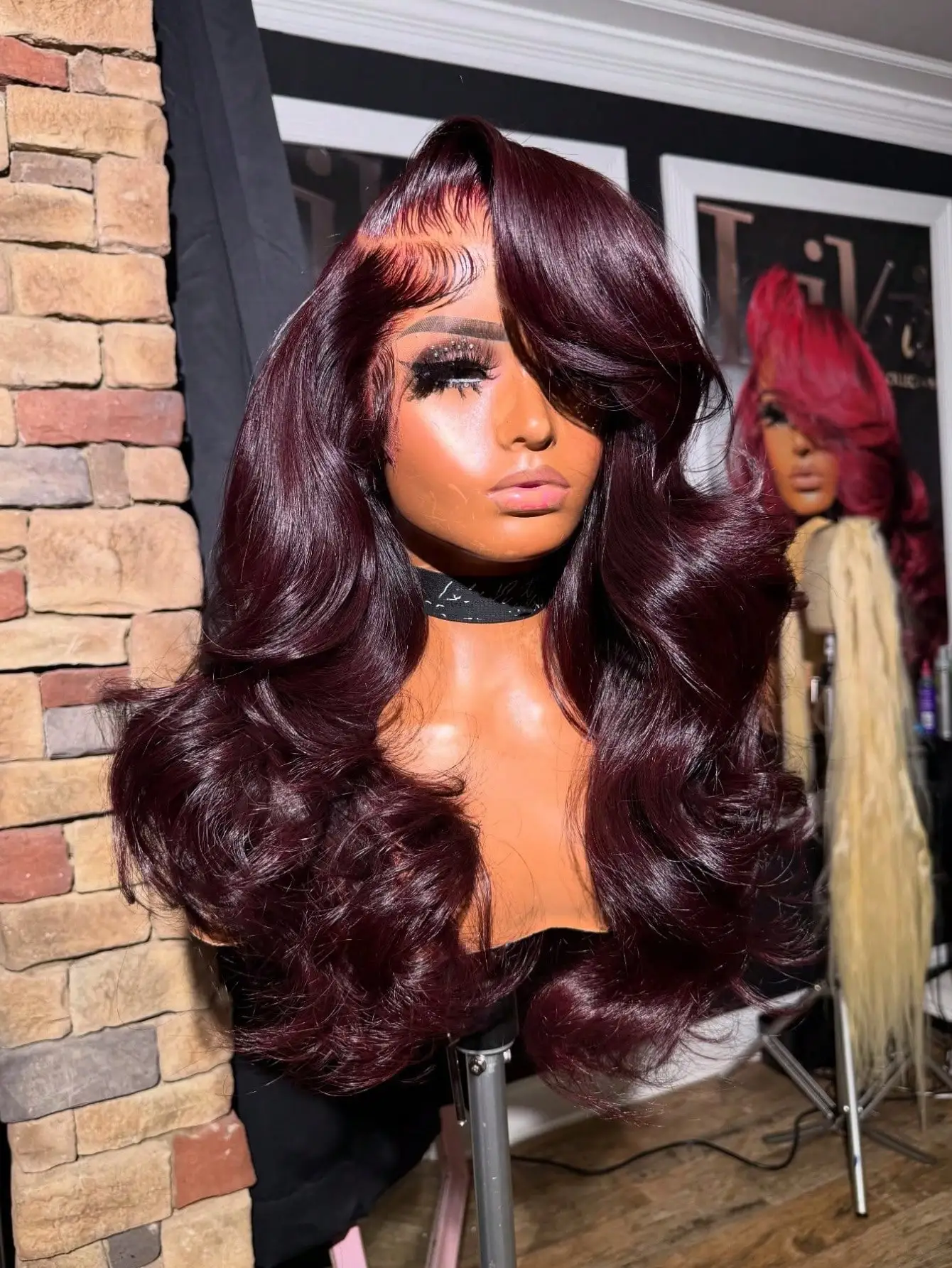 Pelucas de cabello humano de color rojo burdeos ondulado 13x4 HD peluca Frontal de encaje transparente 99J rojo prearrancado con pelo de bebé 200%