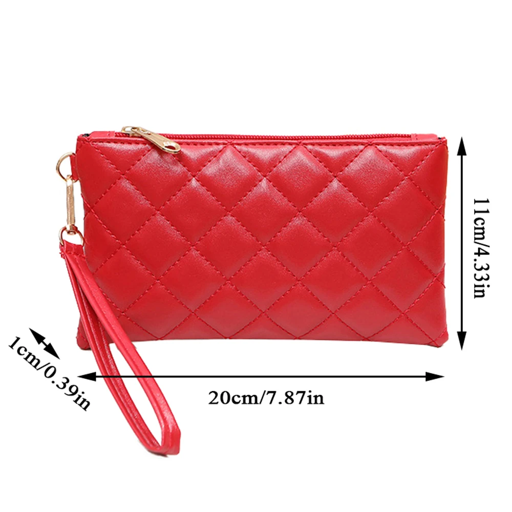 Wallet For Women Embroidery Coin Purse New Fashion Small Wrist Bag High-quality PU Coin Wallet Zipper Closure Candy Colors