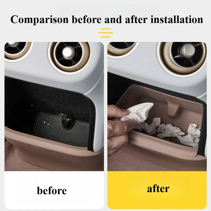 ل الصورة الرمزية 07 بعد التفريغ الاتجاه صندوق تخزين خلف مسند الذراع صندوق تخزين من السيليكون تخزين سلة المهملات أدوات اكسسوارات السيارات