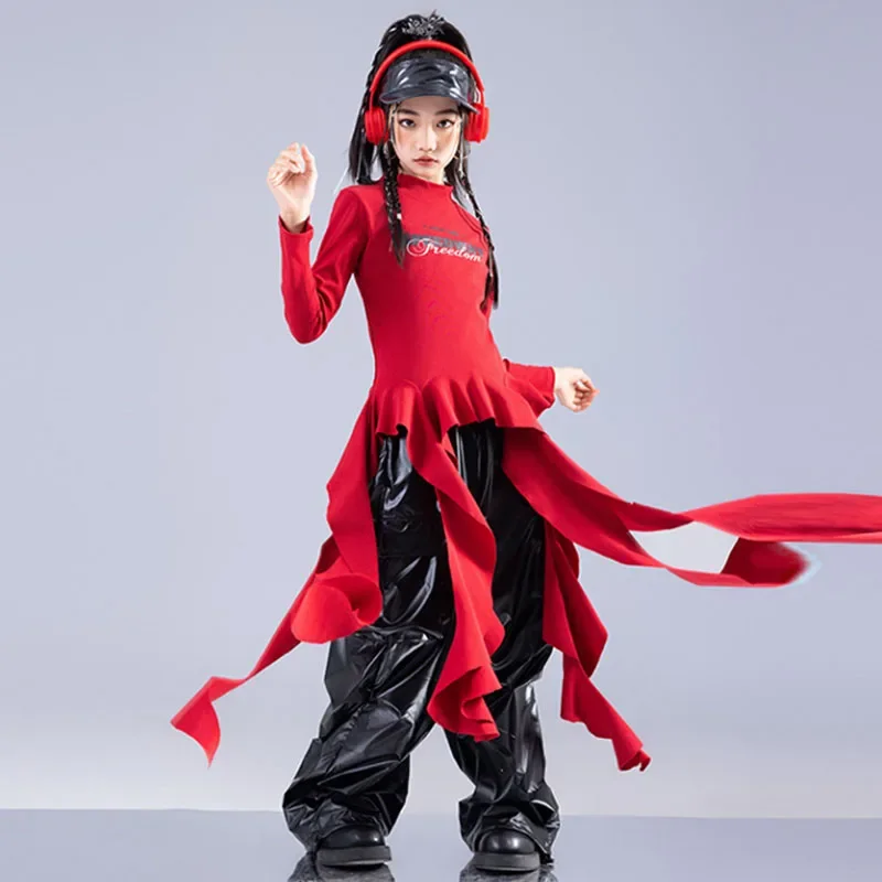 Girls K-pop Strap Crop Top Joggers Pants Child Hip Hop Stage Costume Kids Streetwear Jazz Street Dance Girl Group Clothes Set