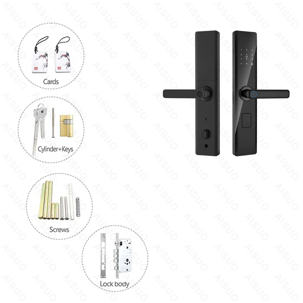 الأمن TUYA WIFI قفل ببصمة الأصبع الإلكترونية عن بعد فتح مفتاح البطاقة الرقمية Cerradura Intelligente Ttlock قفل الباب الذكي