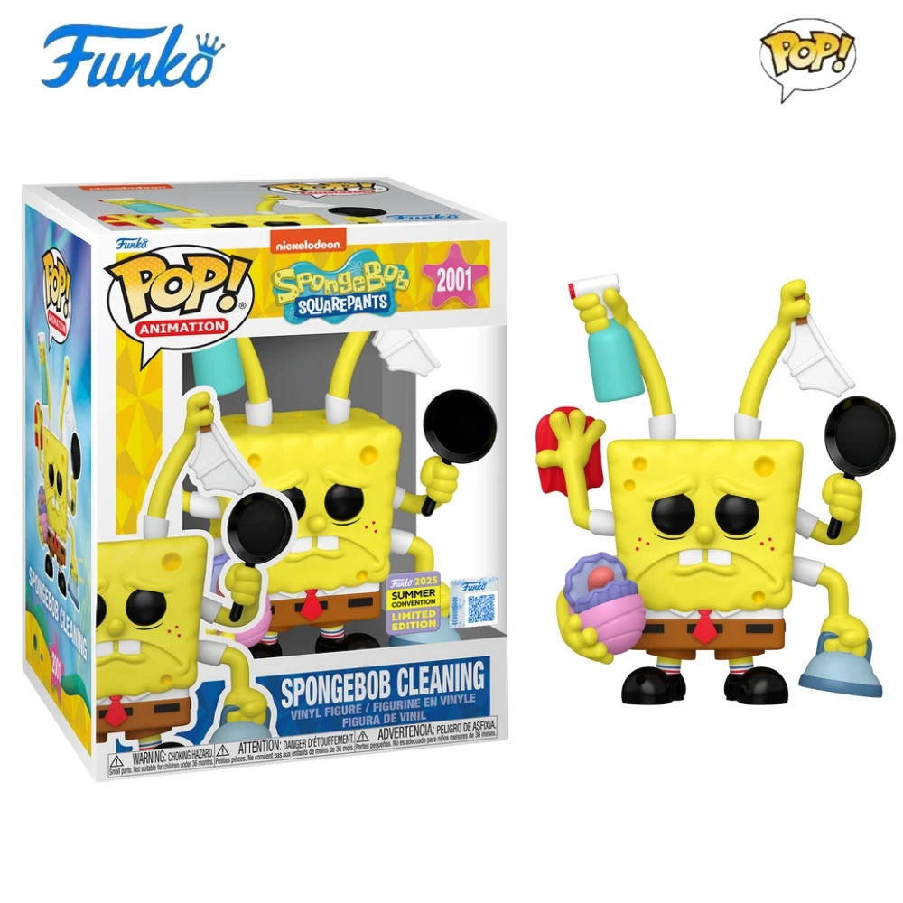 FUNKO POP Nickelodeon أنيمي الشكل قسط سبونجبوب تنظيف 2001 تمثال تحصيل طبعة محدودة 5.6 بوصة لعبة مجسمة هدية #2