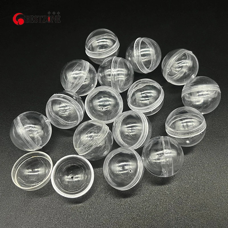 Cápsulas de juguete de plástico PS transparente, bola sorpresa redonda, contenedor vacío, se puede abrir para máquina expendedora, 1,1 pulgadas, D28MM, 50 unidades por lote