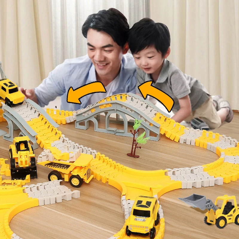 333pcs DIY Race Flexible Railway Racing Play Game Set Track Rail Car Toys Children Bend Electronic Educational for Magic Brain