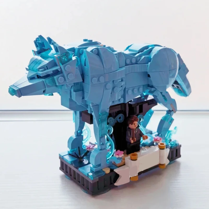 الإبداعية الأفلام المثالية 2in1 Expecto Patronum اللبنات ماجيك باترونوم الغزلان الذئب نموذج تجميع الطوب لعبة هدية للطفل الكبار