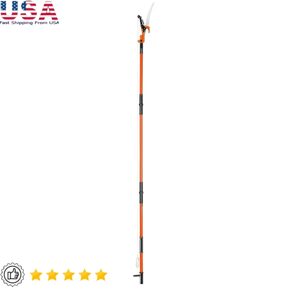 

Manual Pole Saw Extendable Tree Pruner Fiberglass 7.3-27ft Telescoping Scissors 8 Poles Double Lock Blade high low Cutting Tool