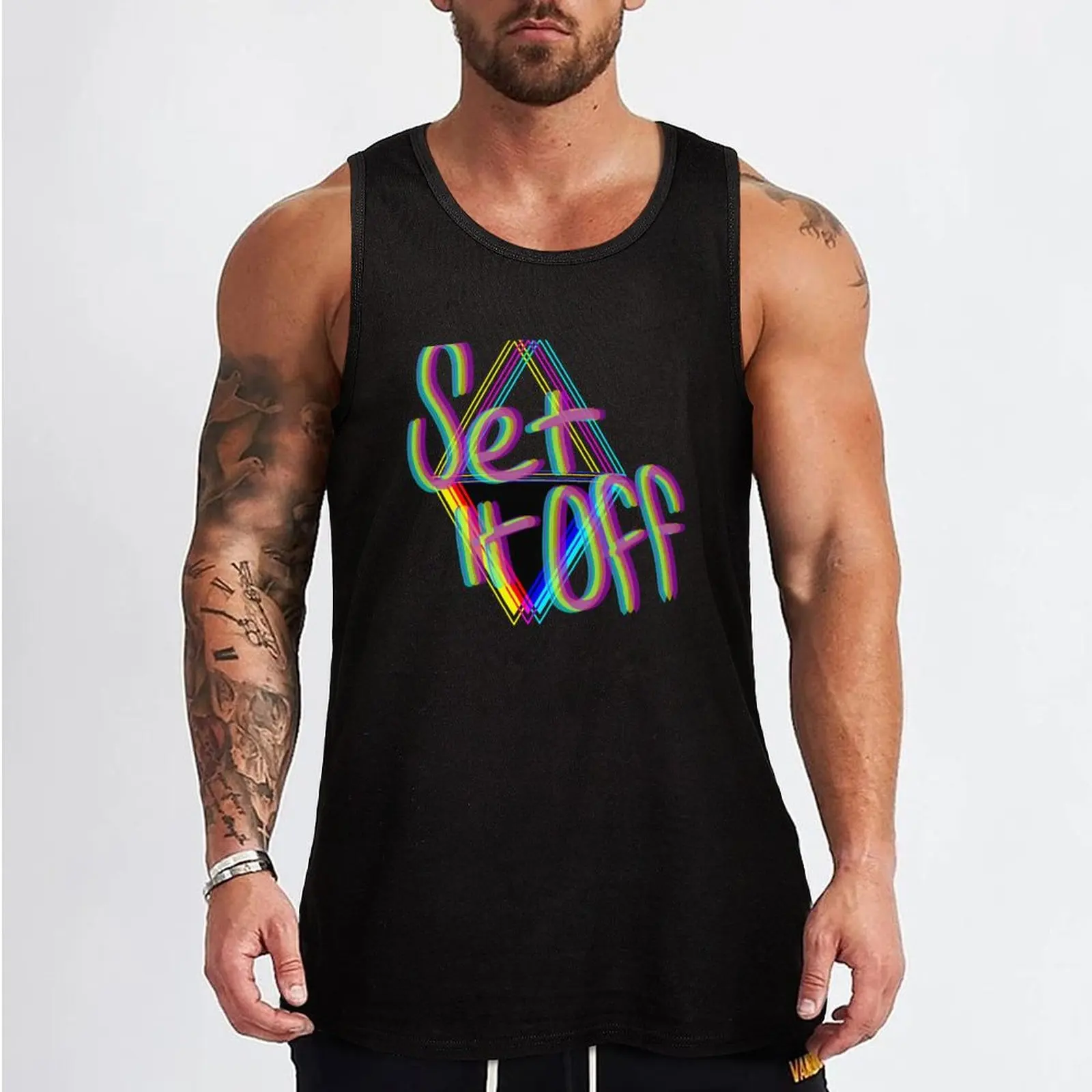 Set it Off Band Elsewhere Album Neon Tank Top Men's summer vest t shirts summer Men's tops