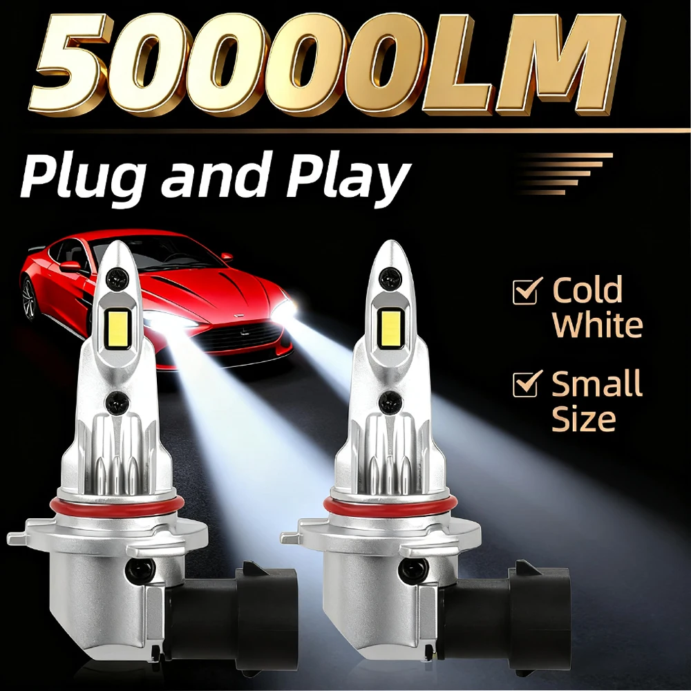 

9005 9006 Светодиодная лампа для фар 50000LM 300 Вт H1 H4 Canbus H11/H8/H9 H7 HB3 HB4 Автомобильная лампа Plug&Play Встроенный привод 6000K Белый 2 шт.