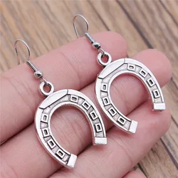 Fashion Handmade Simple Design Antique Silver Color Horseshoe Pendant Earrings Dropshipping Drop Earrings