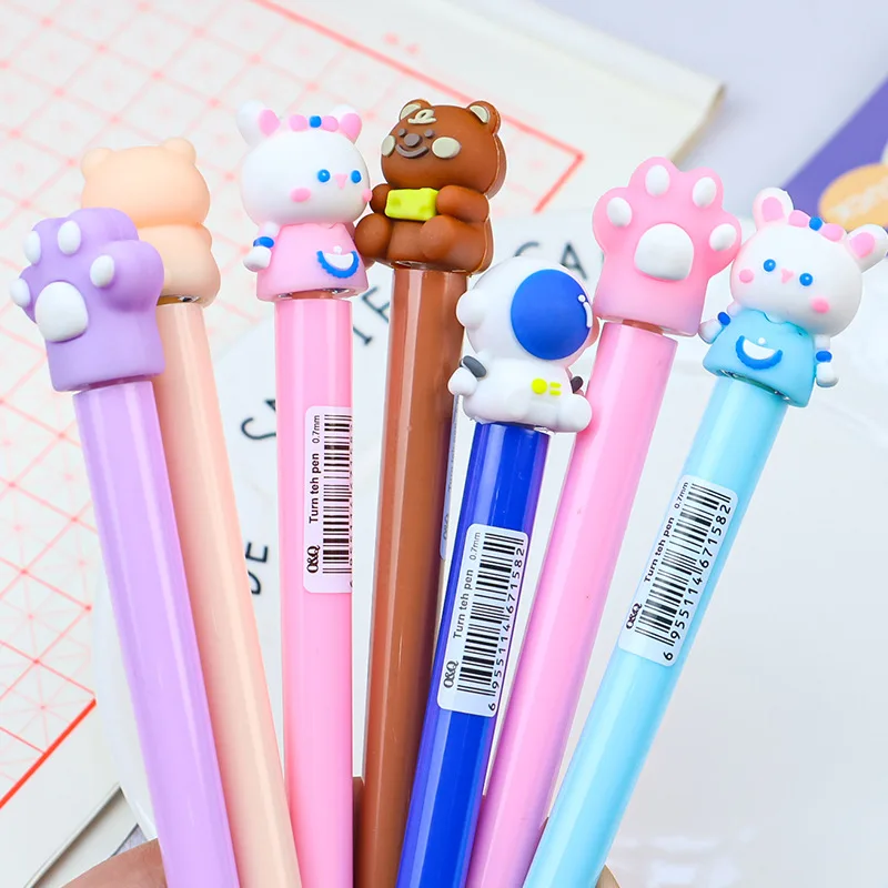 

3 шт./компл., милая мультяшная забавная шариковая ручка, декомпрессионная синяя шариковая ручка Kawaii, студенческие канцелярские принадлежности, ручка для подписи для школы