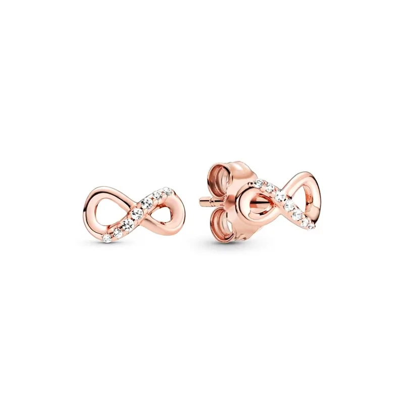 S925 silver fashion design PAN earrings rose gold series flowers round diamonds stars leaf elements multiple styles to choose fr