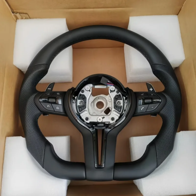 

For BMW All Black Leather Steering Wheel - Fit F10 F22 F30 F34 F32 F82 E70 E90 F20 F06 F11 F15 M1 M2 M3 M4 M5 | Car Accessory
