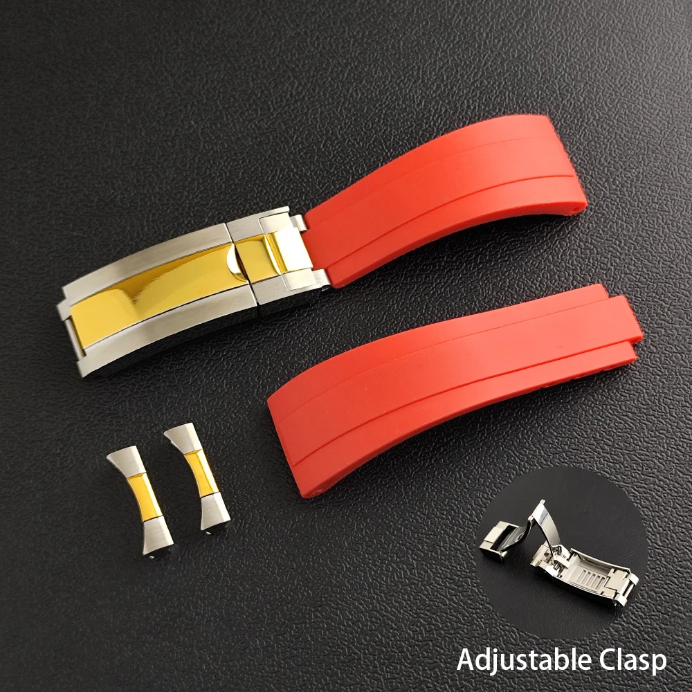 High Quality 20mm Watch Strap And Curved Watch Strap Ends Adjustable Rubber Watch Strap Fits 20mm Width VK63 Case Watch Parts image 3