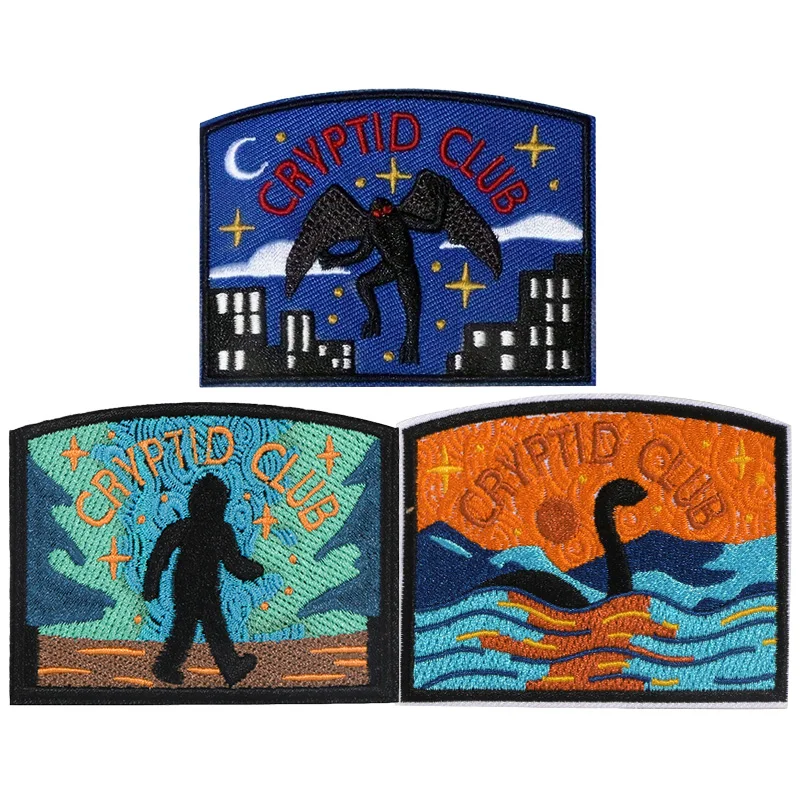 مجموعة مكونة من 3 قطع من رقع التطريز المخلوقات الغامضة، رقع لمحبي المخلوقات الغامضة والثقافة الشعبية، تتميز بقع تتميز بحشية Bigfoot و Batman وLuch Ness، يمكن كيها/مخيطة، مناسبة للسترات والحقائب والقبعات #1