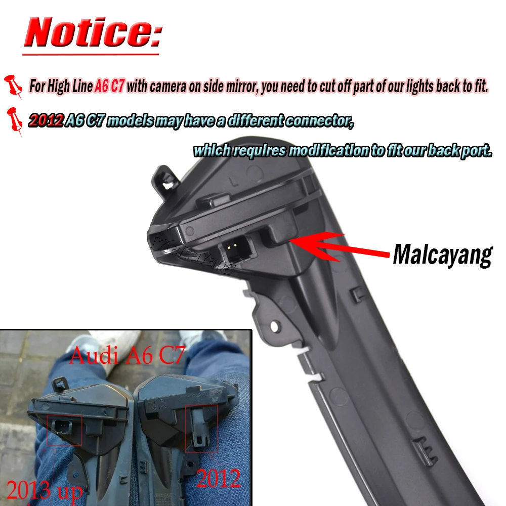 2pcs For Audi A6 C7 C7.5 RS6 S6 4G 2012-2018 LED Dynamic Side Rearview Mirror Sequential Turn Signal Light