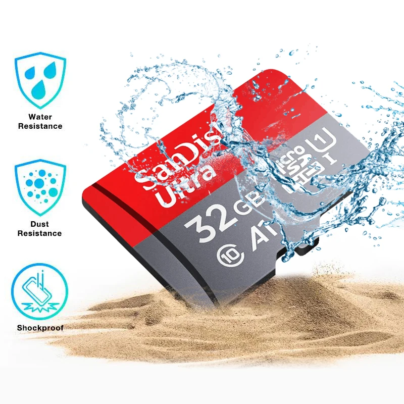 כרטיס זיכרון מקורי של SanDisk 32GB 64GB Class10 128GB 140MBS/120MBs UHS-I Flash Micro SD Card C10 Ultra A1 MicroSDHC/SDXC