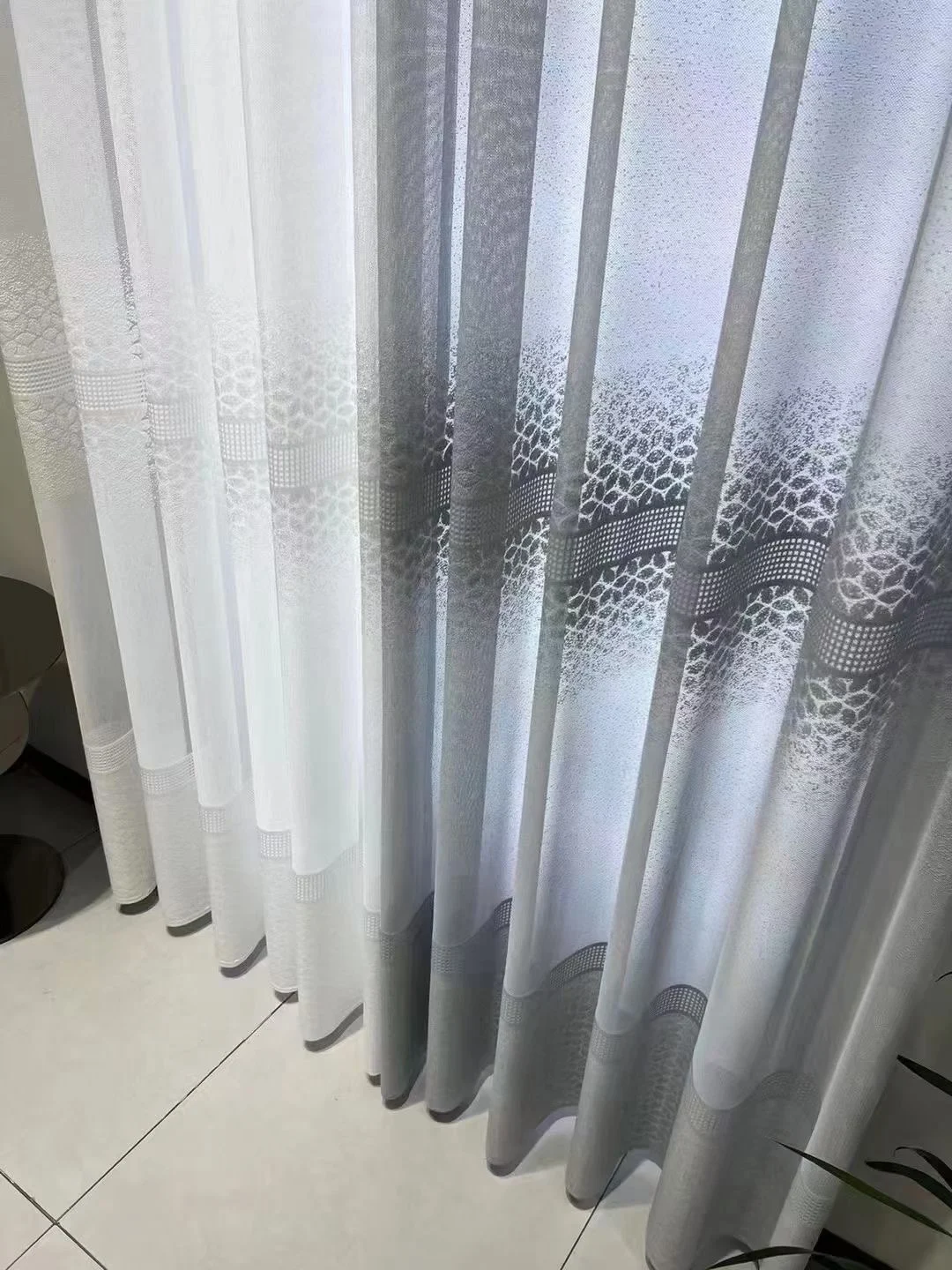 1PC Golden Branches Jade Leaves Warp Knitted Window Curtains Hotel and Guesthouse Engineering Screens Light Luxury Furnishings