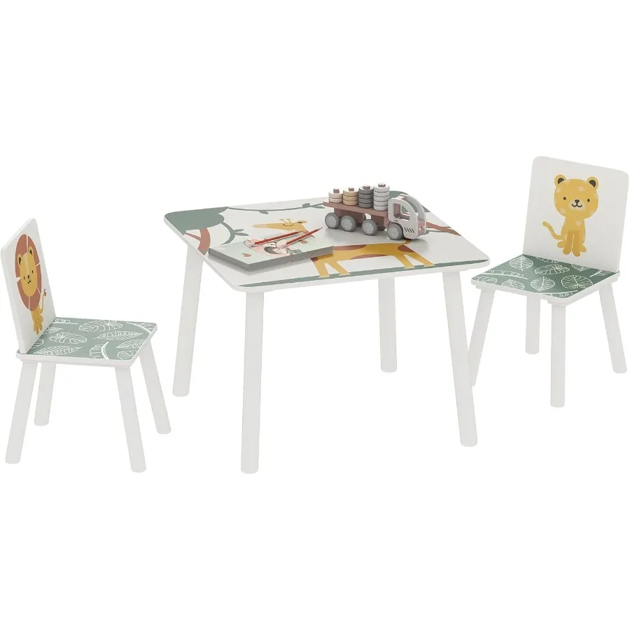 

3Piece Toddler Table and Chair Set Table and Chairs Set Furniture with Animal Pattern for Boys and Girls Aged 38 Ideal for Bedr