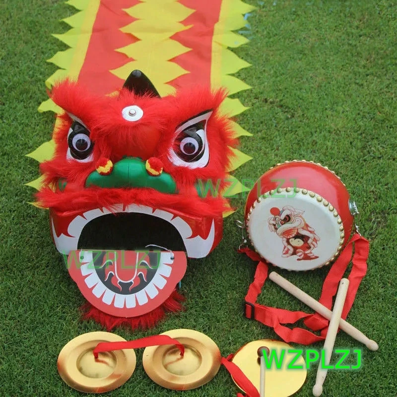 Sale 12 Inch Lion Dance Costume Drum Gong Cymbals for 3-5 Age Kid Boy Girl Child Party Performance Sport Carnival Stage China