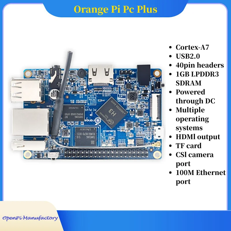 

OrangePi PC Plus computer development board, Quanzhi H3 chip, open source programming, microcontroller learning