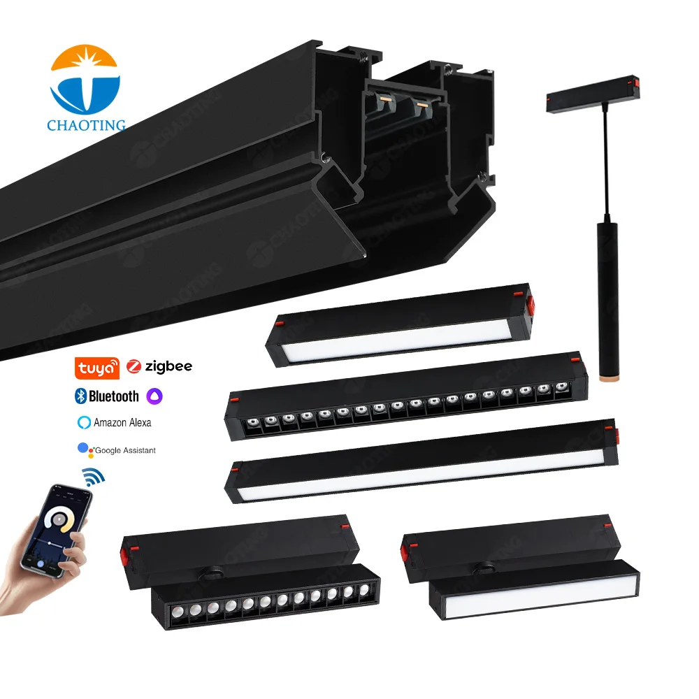 Europe Stretch Ceiling Rail Aluminum Profile AC 220v Magnetic Track Light Rail Busbar System For PVC Film Installation Accessory