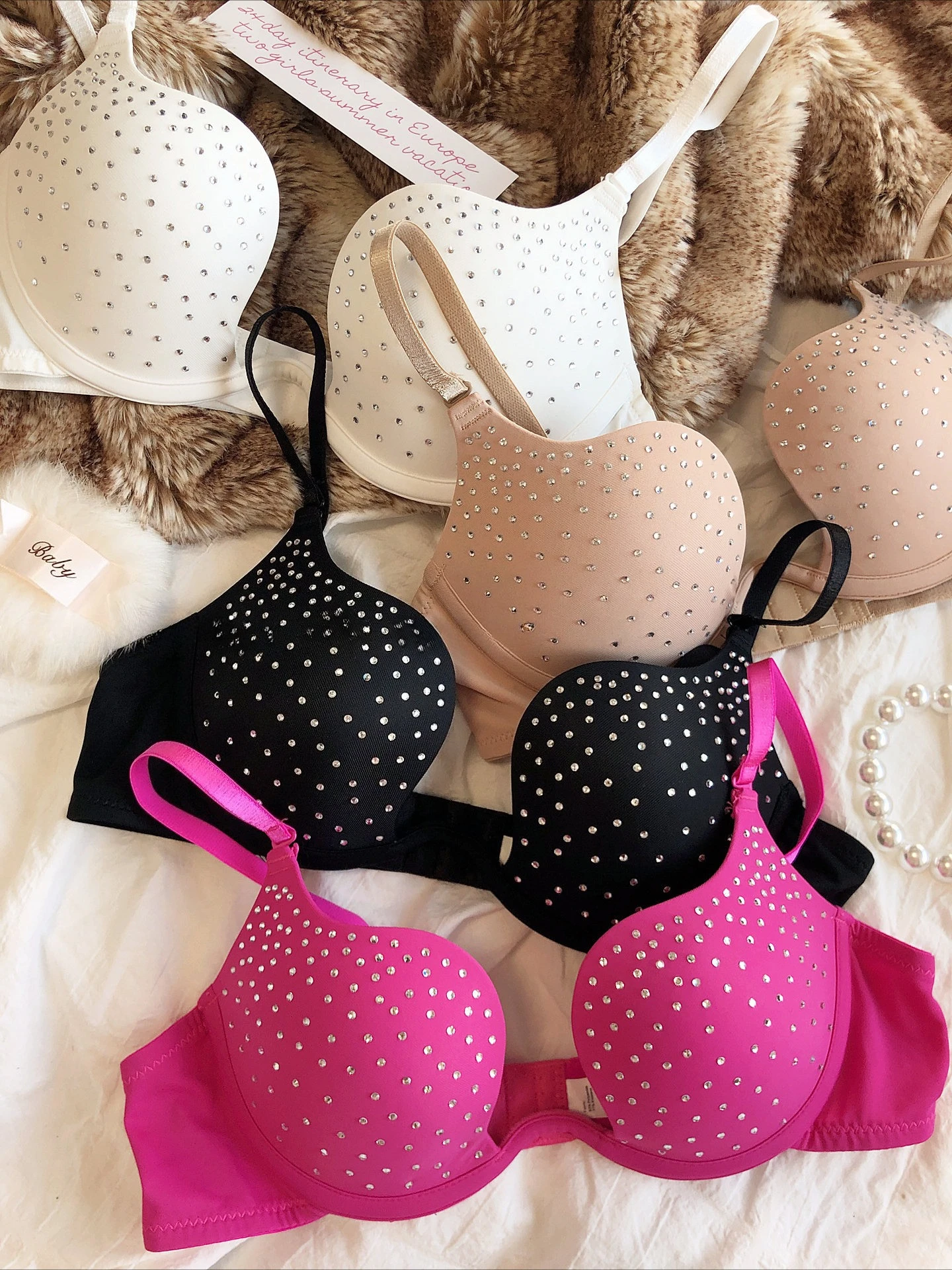 Lencería de taladro caliente para mujer, sujetador de realce Sexy, decoración de circón brillante, sujetador Invisible en forma de U, ropa interior de copa gruesa