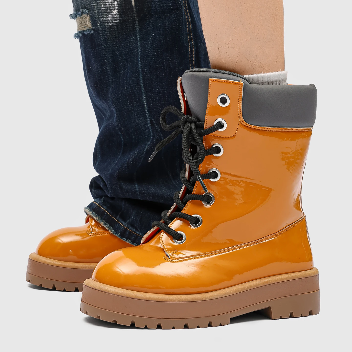 

2025 Autumn New Large-size Tall Boots, Men's Anti-slip and Wear-resistant Outdoor Boots, Retro Men's High-top Boots