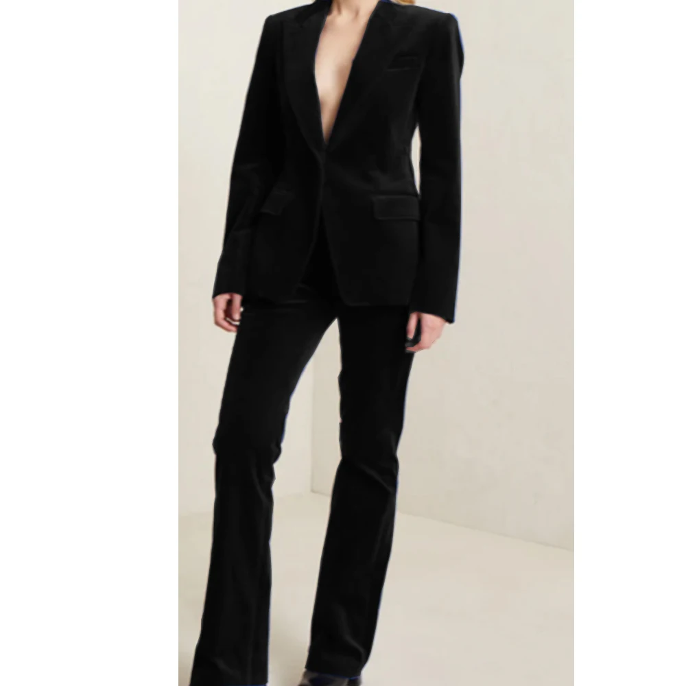 Women\'s Suit Elegant Pants Sets Velveteen Traf 2023 Woman Trafza for Prom Pant Set Pieces Pantsuit Luxury