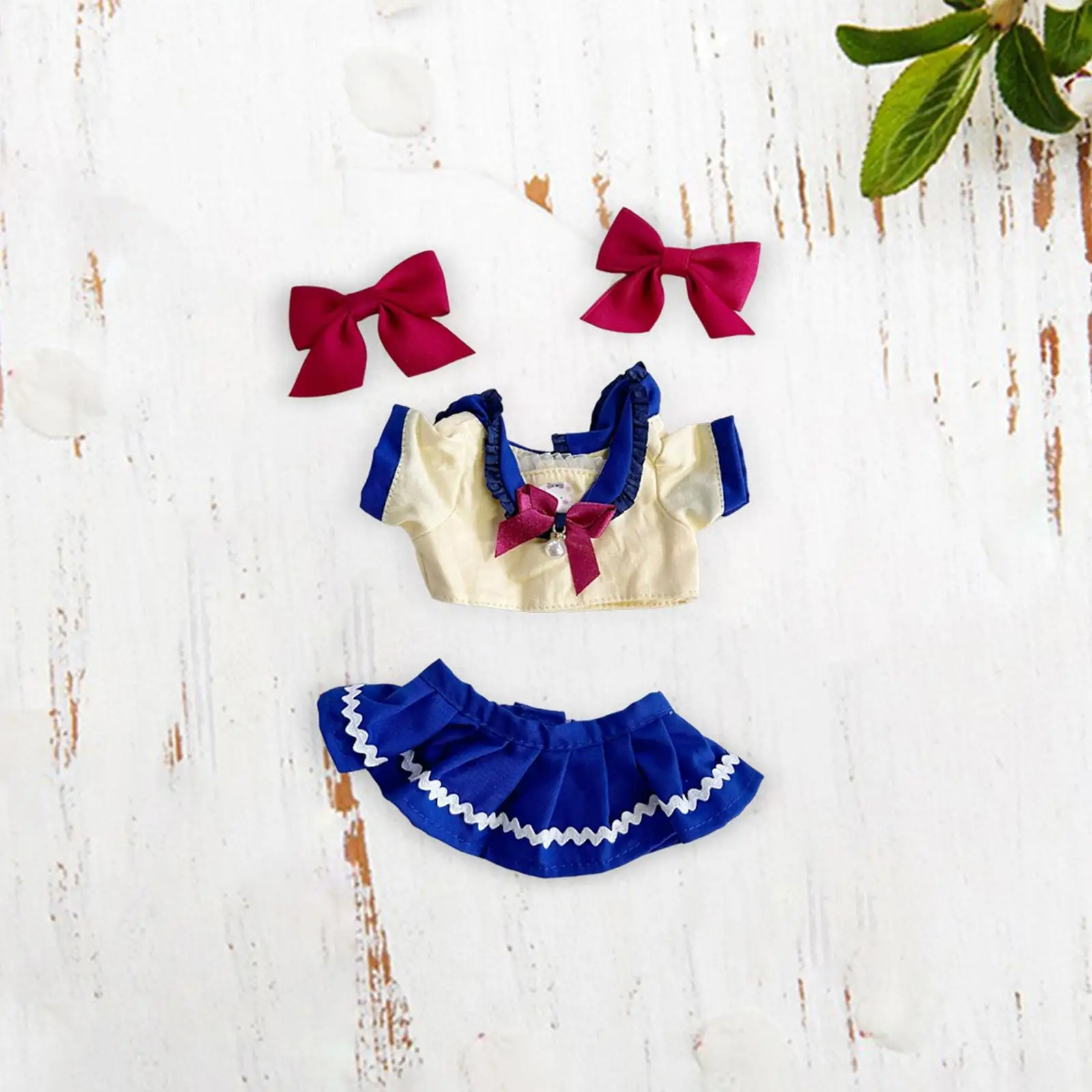 Doll Clothes Doll Clothing Hair Accessories Gifts Sailor Uniform with Headdress Costumes Doll Skirt Outfits for Cloth Dolls