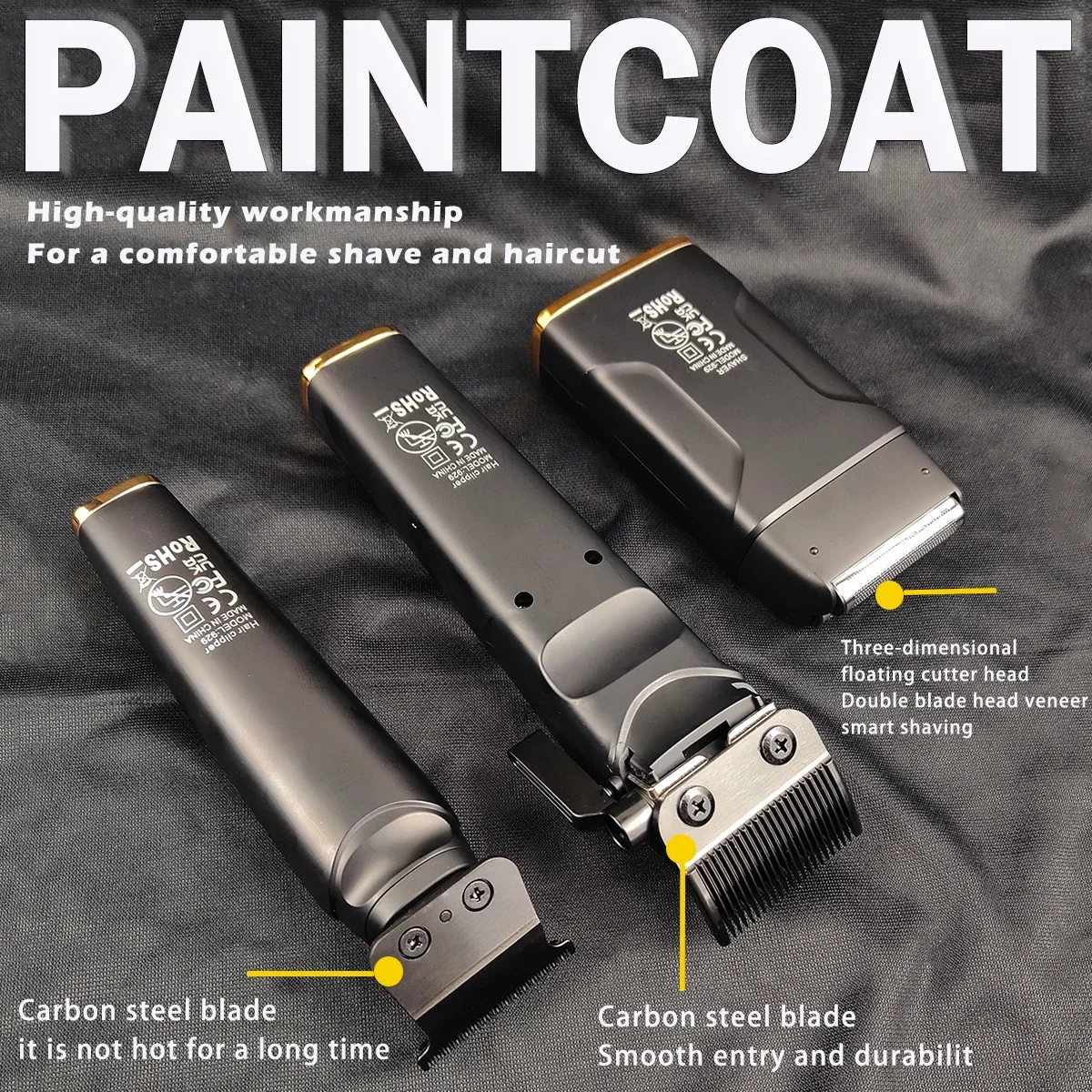 Professional Salon Electric Cordless Hair Trimmer BRDCLIP Black Gold Art Hair Clipper 929 Personality Men's Hair Cutting Shaver