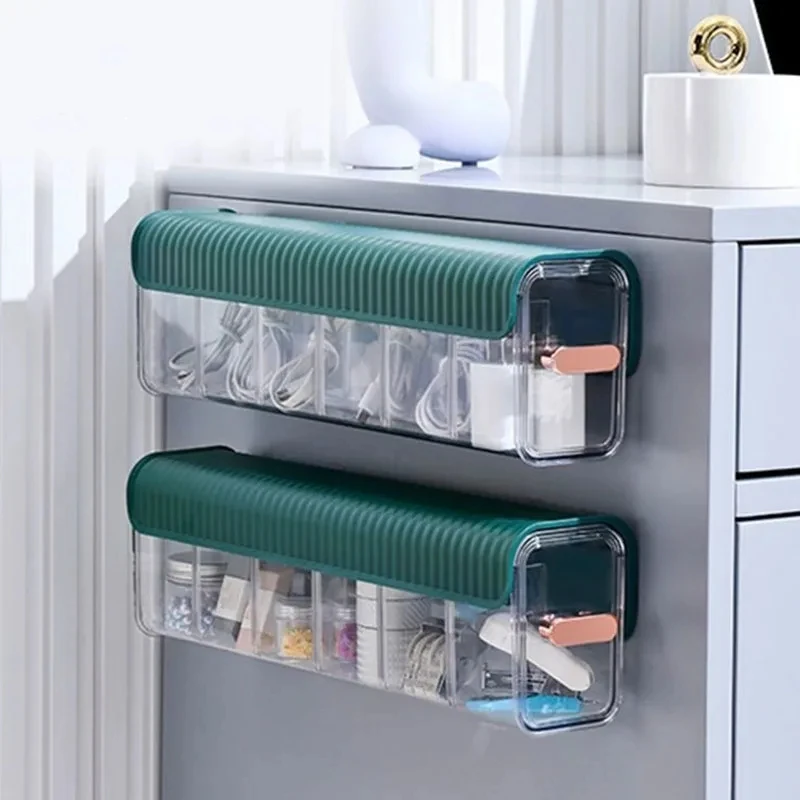 Wall-mounted Underwear Sock Storage Box 3-in-1 Multifunctional Space-saving Drawer-type Transparent Bedroom Closet Seasoning Box