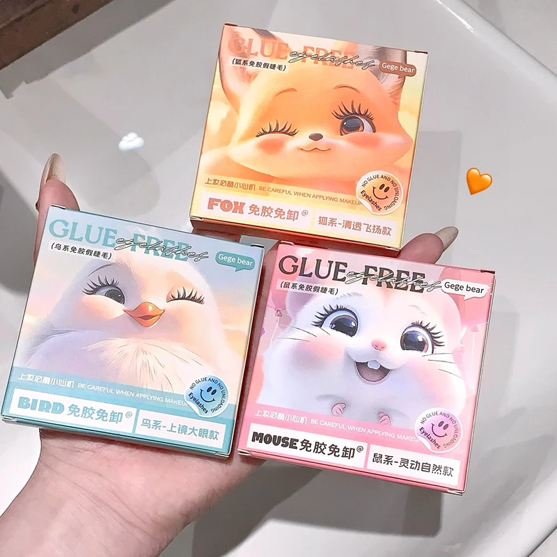 Gege Bear Wimperncluster ohne Kleber, ultradünnes Blatt, selbstklebende falsche Wimpern, Zero Touch-Feeling für Anfänger, einfache Verwendung