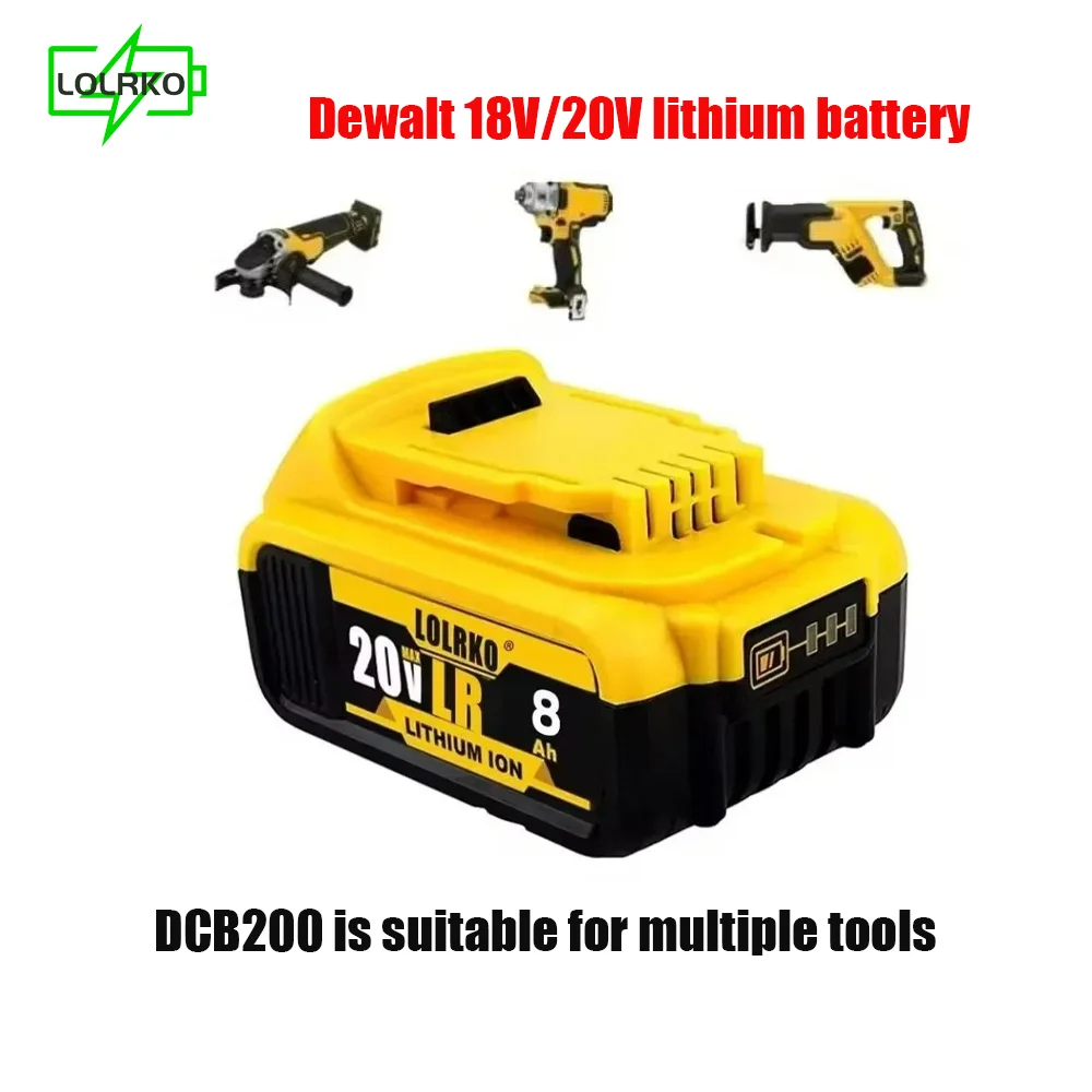 

Dewalt18V/20V tool compatible with battery pack20V DCB200/ replacement, durable and reliable, 8.0AH/6.0AH/12.0AH lithium battery