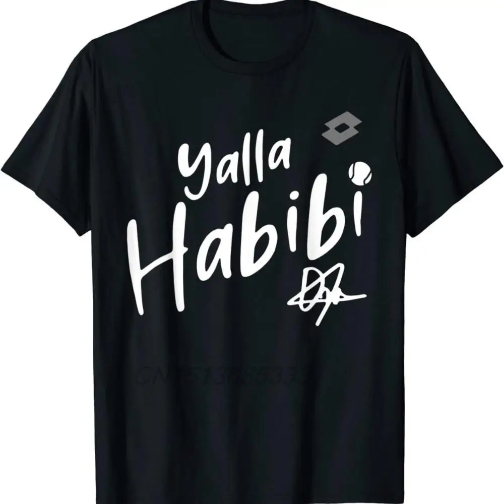 Yalla Habibi Vintage Tennis Sports Lover Men Women T-shirts Tennis Racket Heartbeat Man Cotton T-shirts for Players & Coaches