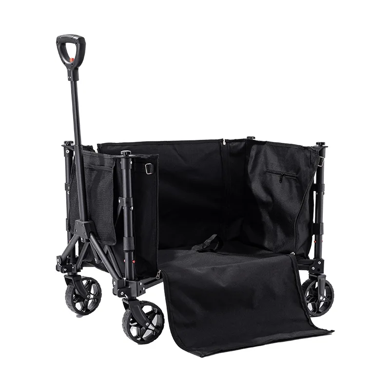 Customizable Heavy-Duty Collapsible Folding Wagon with Adjustable Handle Universal Wheels for Outdoor Camping Garden Cart Use
