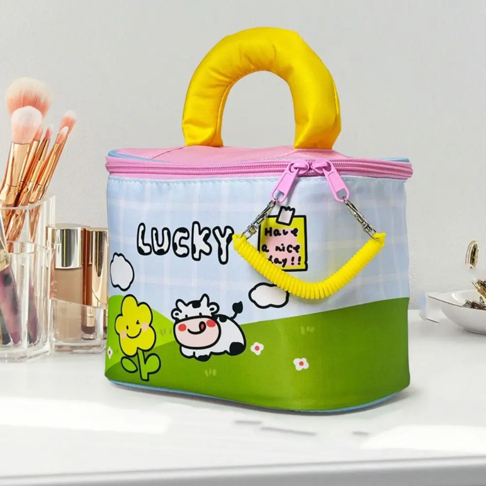 Cartoon Large Capacity Cute Makeup Bag Thickened Waterproof Dopamine Color Handbag Kawaii Handheld Women Wash Bag Women