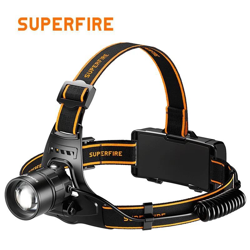2025 SUPERFIRE HL77-S Zoomable Headlamp 3150K led Rechargeable Headlaght 3000mAh Head Light for Camping Fishing Work Warm Light