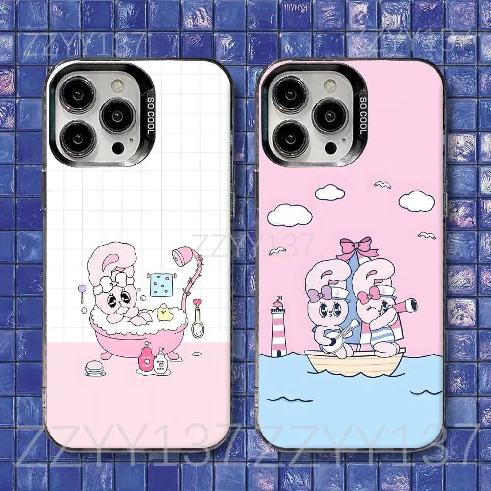

Esther Bunny Cute Phone Case For iPhone 17,16,15,14,13,12,11,Air,X,XR,Pro,Max,Plus IMD Silver Shell