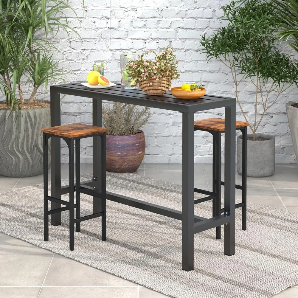 

Outdoor Bar Table 48-inch Wide, Narrow Counter Height Dining Table with Waterproof Top and Heavy-Duty Metal Frame, Customized
