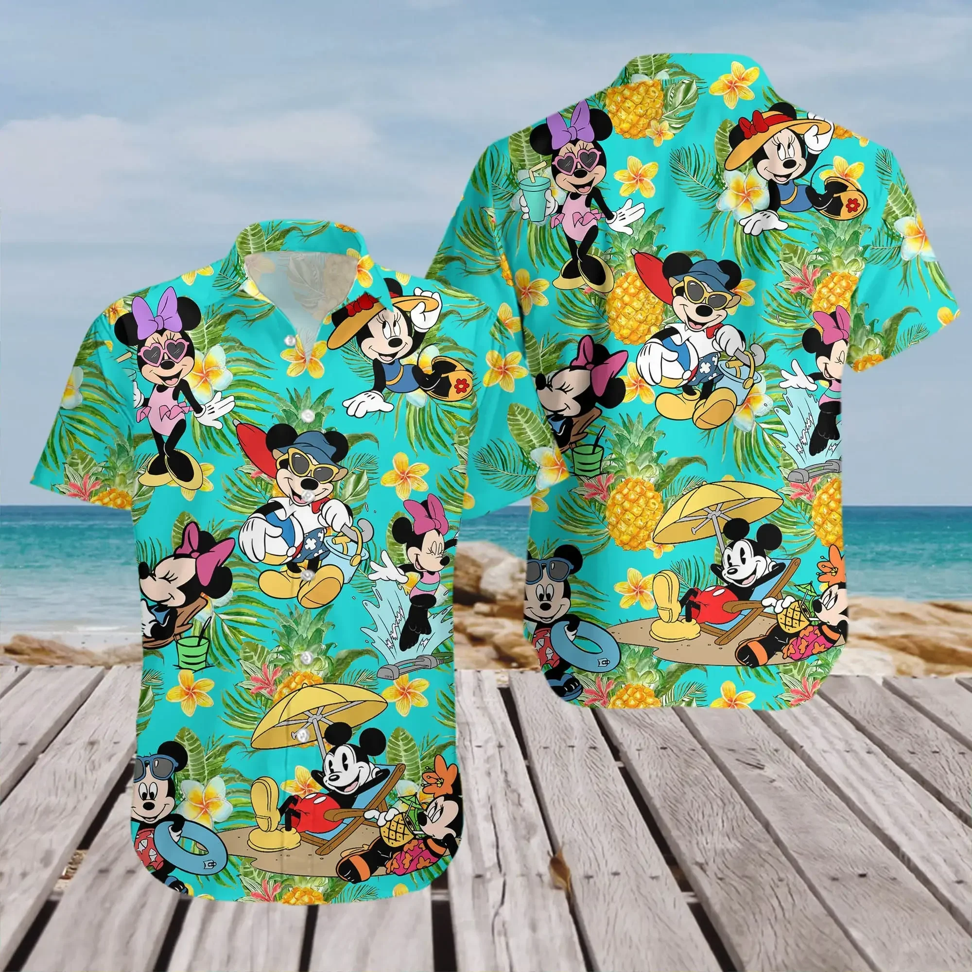 Disney-camisa Hawaiana De Manga Corta Para Hombre Y mujer, Camisa De Mickey Mouse, Ropa familiar, Viaje A La playa, Verano