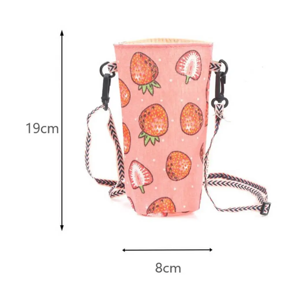 1PC Fashionable Water Bottle Holder Cup Set Storage Bag Cotton Linen Canva Water Cup Bag Portable Lanyard Coffee Accessories