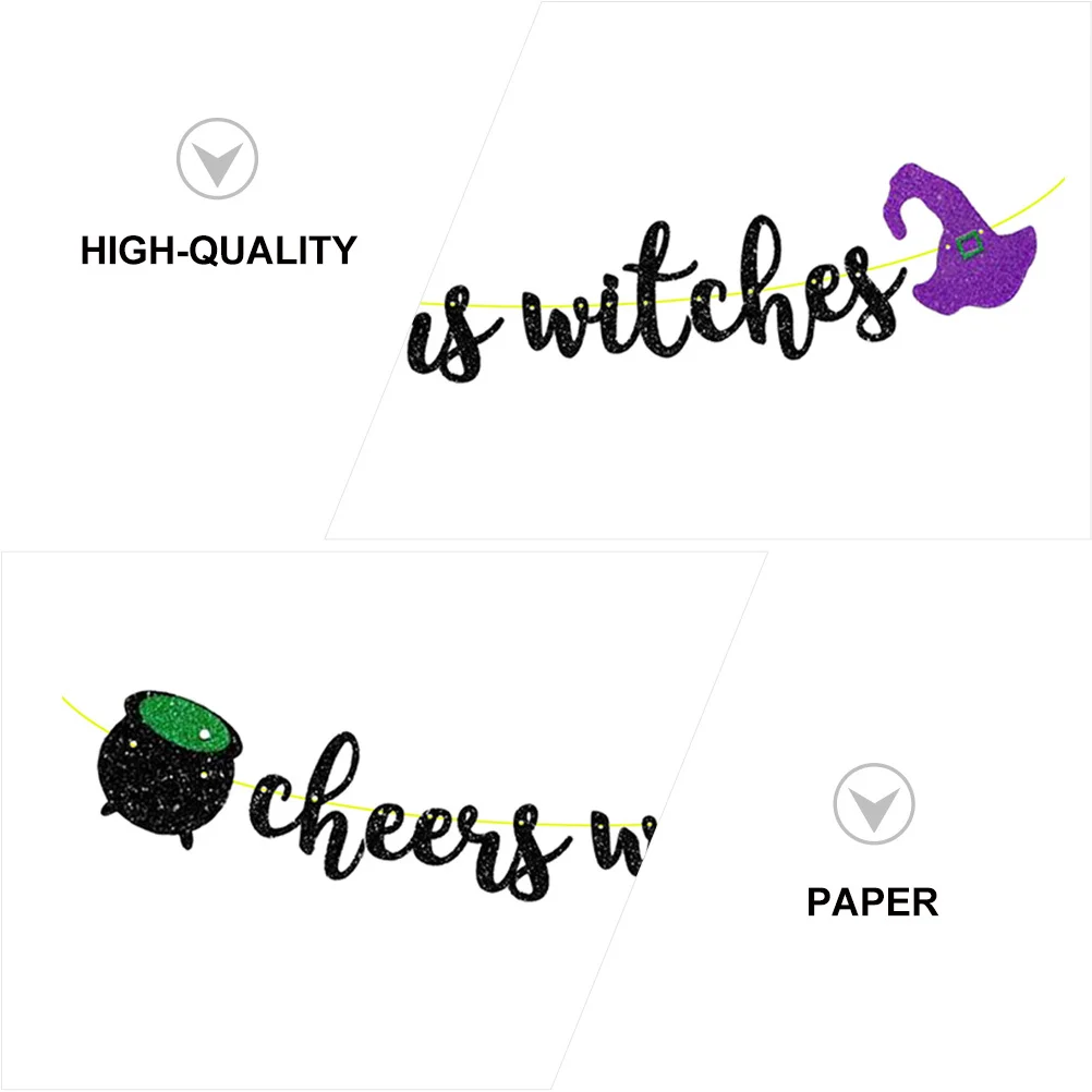 

1 Set Halloween Witch Jar Latte Art Banner Party Supplies Indoor Outdoor Hanging Flags Haunted House Decoration Witches Decor