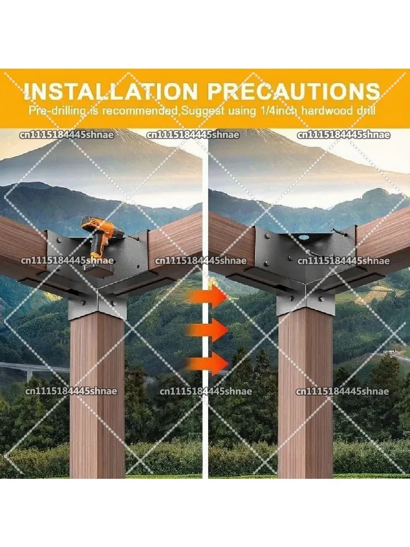 Pergola Brackets 3-Way Heavy Duty Steel DIY Kit for 4x4 Post, Outdoor Patio Wood Frame Connector