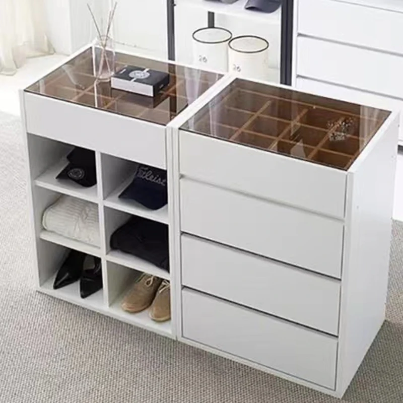

Simple and modern Zhongdao cabine glass countertop with Duobao Pavilion drawer bedroom display storage int