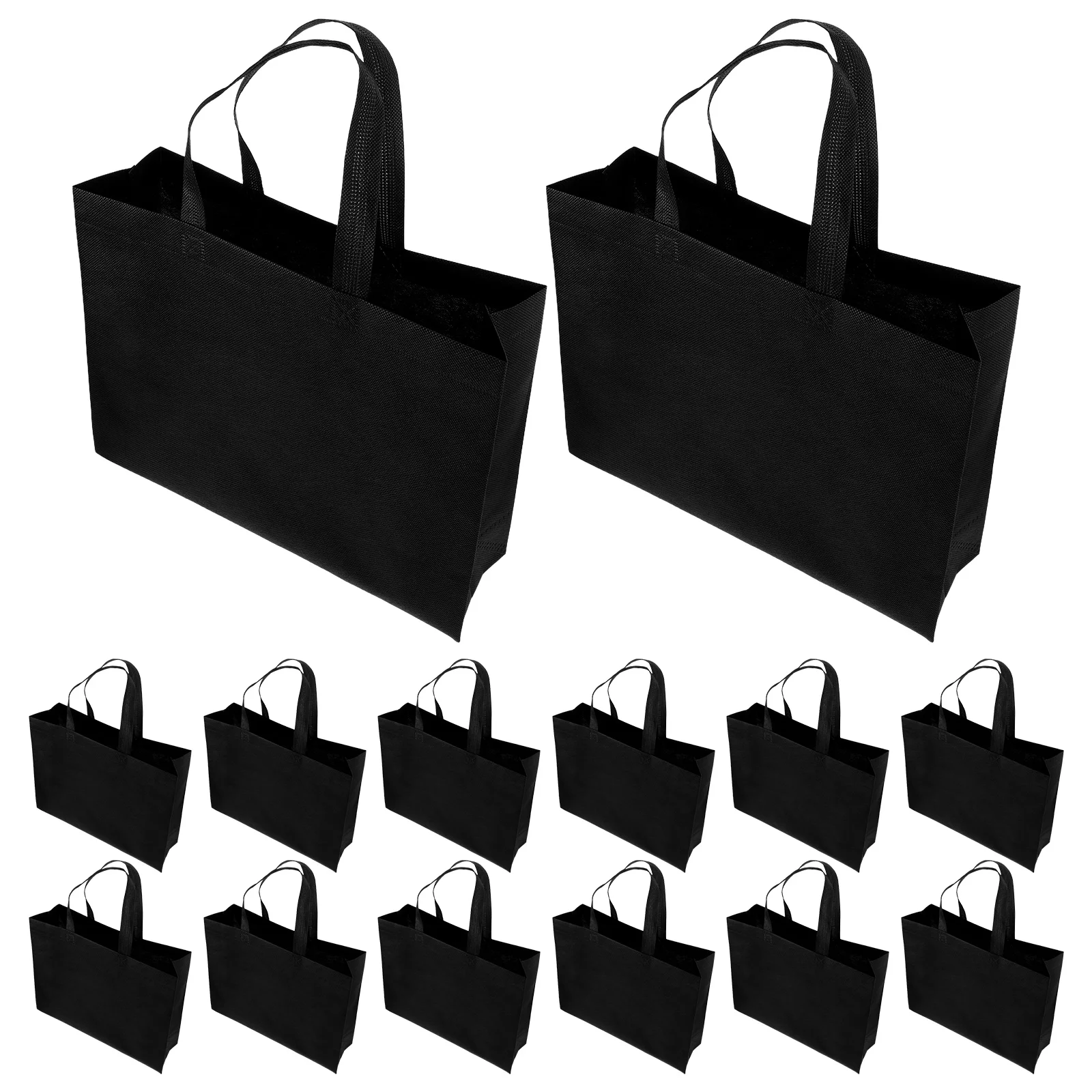 

20Pcs Nonwoven Fabric Tote Bags Black Reusable Grocery Shopping Bag Blank Handles DIY Kitchen Storage Party Favor Multipurpose